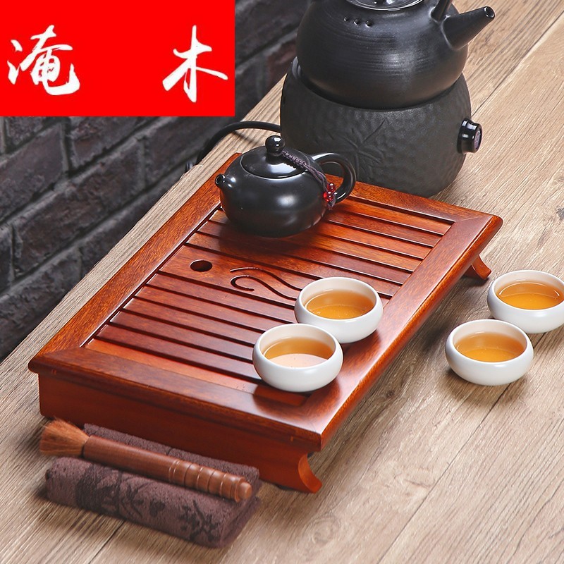 Submerged wood small ceramic kung fu tea set your up glass household of Chinese style of a complete set of ebony hua limu tea tray is red
