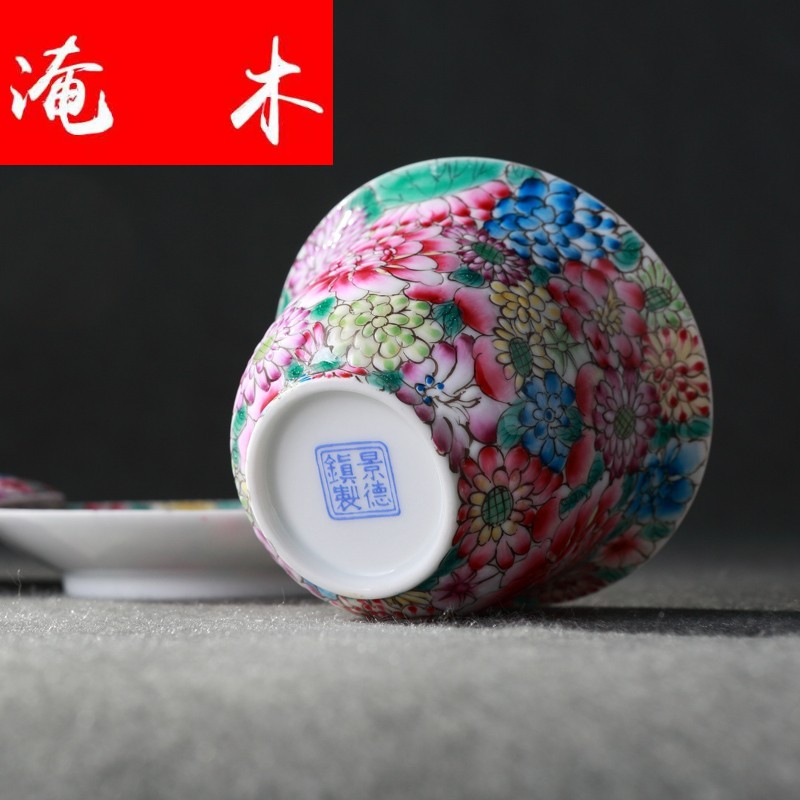 Submerged wood jingdezhen hand - made colored enamel tureen ceramic cups than spend large kongfu tea bowl three to bowl of tea