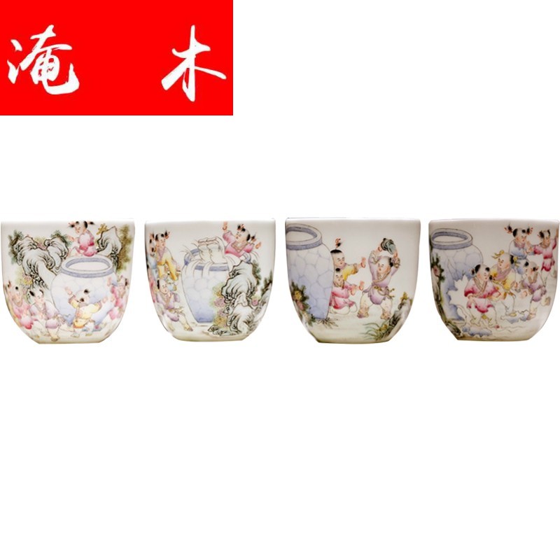 Submerged wood jingdezhen porcelain enamel boutique hand - made ceramic sample tea cup tea sets kung fu tea cups in hand