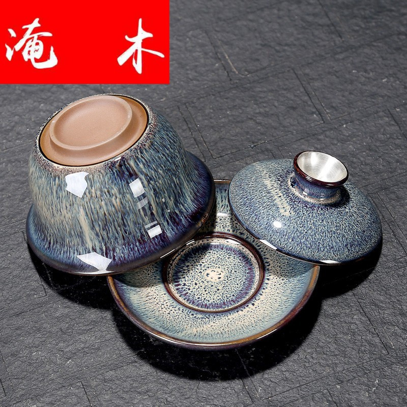 Submerged wood jingdezhen ceramic wall coppering. As 999 silver tea set variable temmoku glaze bowl tureen large three only by hand