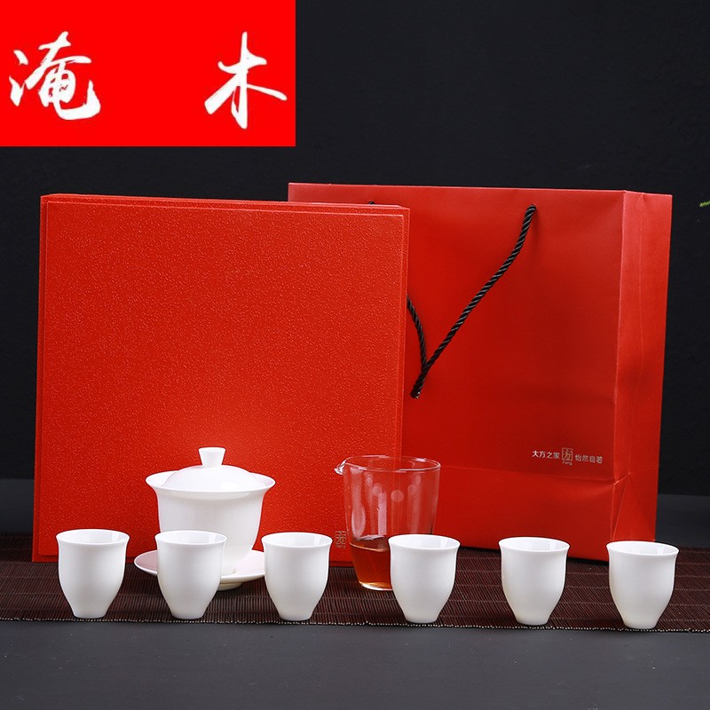 Submerged wood. China tureen white jade porcelain tea set of ceramic tea set gift set logo