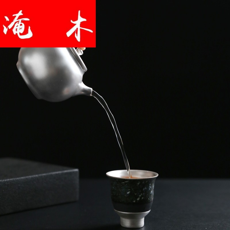 Submerged wood tea silver pot of manual tasted silver gilding silver 999 ceramic tea set the teapot kung fu xi shi pot of little teapot the teapot