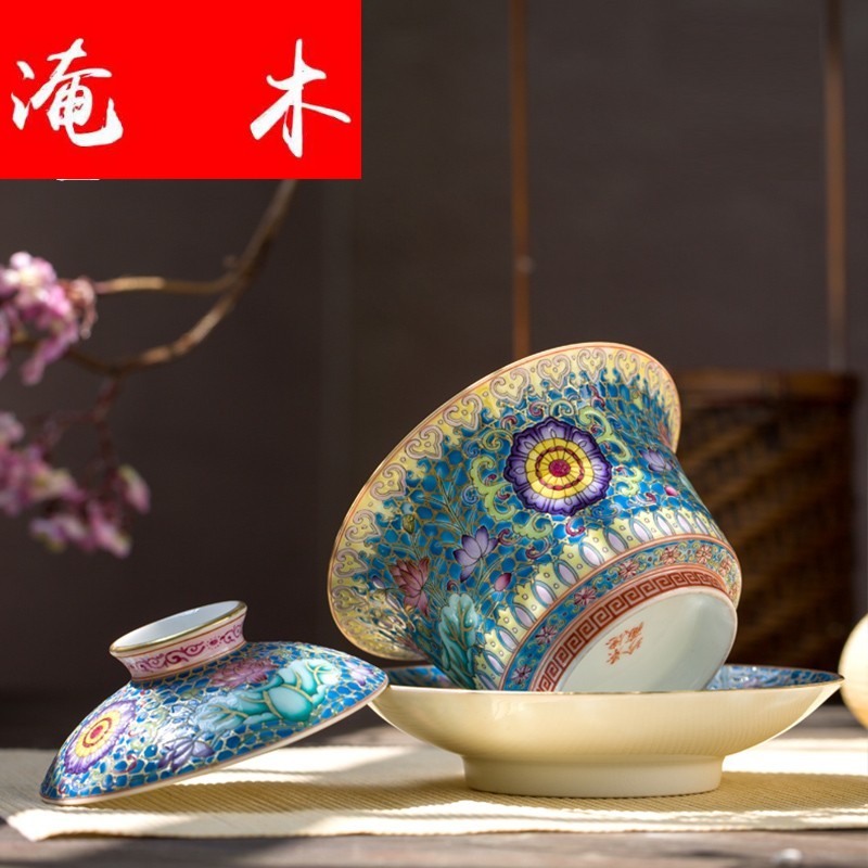 Submerged wood capacity up enamel see colour tureen jingdezhen ceramic manual three bowl kung fu tea cups