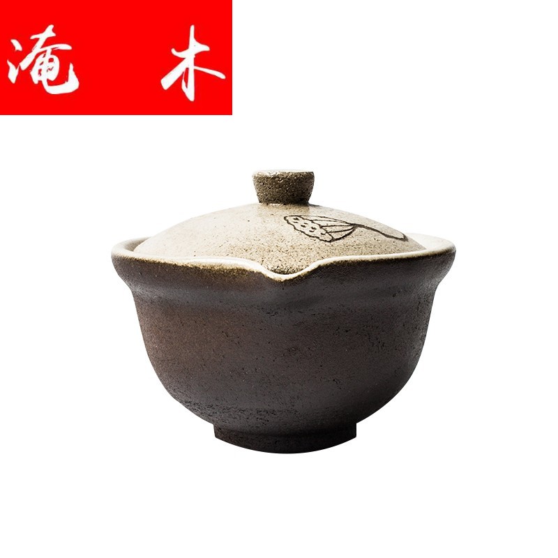Submerged wood manual coarse pottery tureen Japanese tea kungfu tea set ceramic Chinese hand quickly catch a pot of tea ware bowl