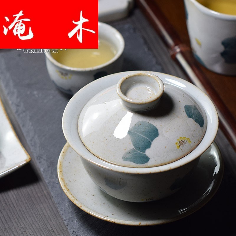 Submerged wood jingdezhen fine mud rock hand - made tureen pastel three tureen ceramic bowl kunfu tea tea set