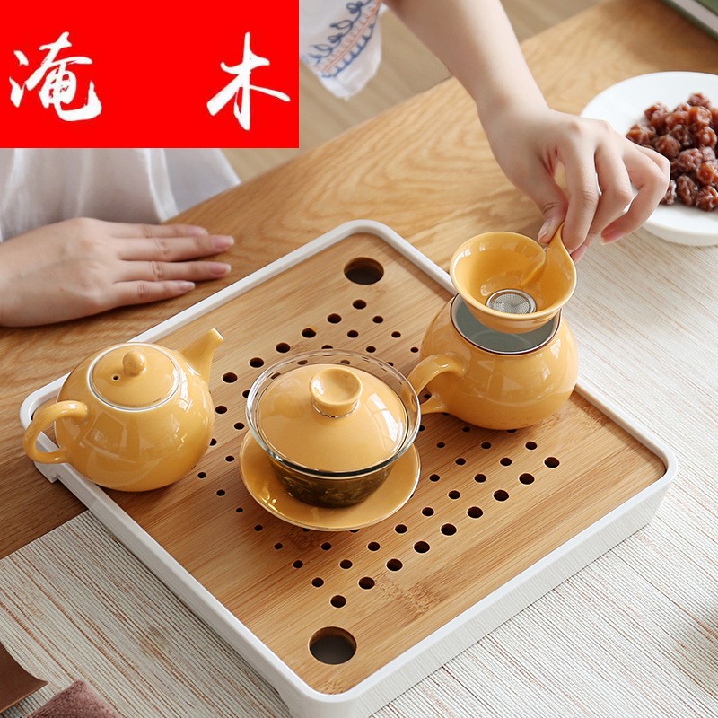 Submerged wood upscale gift kung fu tea set of a complete set of household teapot teacup ceramic tureen tea to ultimately responds