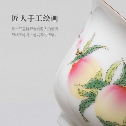 Flooded pure hand - made wooden jingdezhen sweet white porcelain ceramic tureen tureen pastel three cups to use kung fu tea set