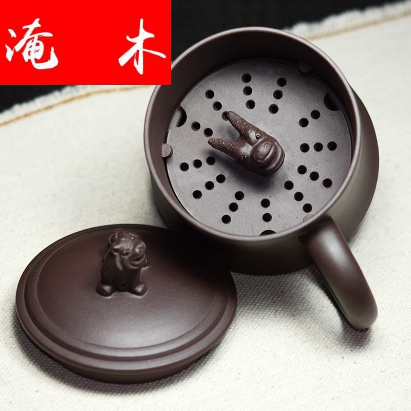 Submerged wood yixing tea purple sand cup with cover lettering pure purple mud tank filter all hand crouching tiger, hidden dragon tea cups