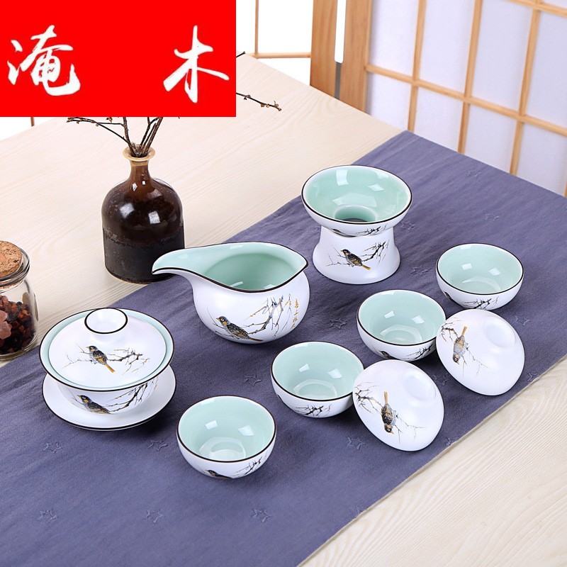 Submerged wood jingdezhen ceramic coloured drawing or pattern kung fu tea set inferior smooth up sample tea cup lid bowl bowl with gifts