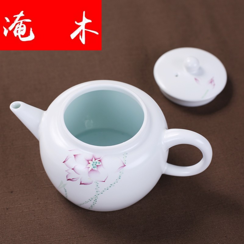 Submerged wood up with jingdezhen ceramic decal color ink fat white teapot kung fu tea set the teapot item tea kettle