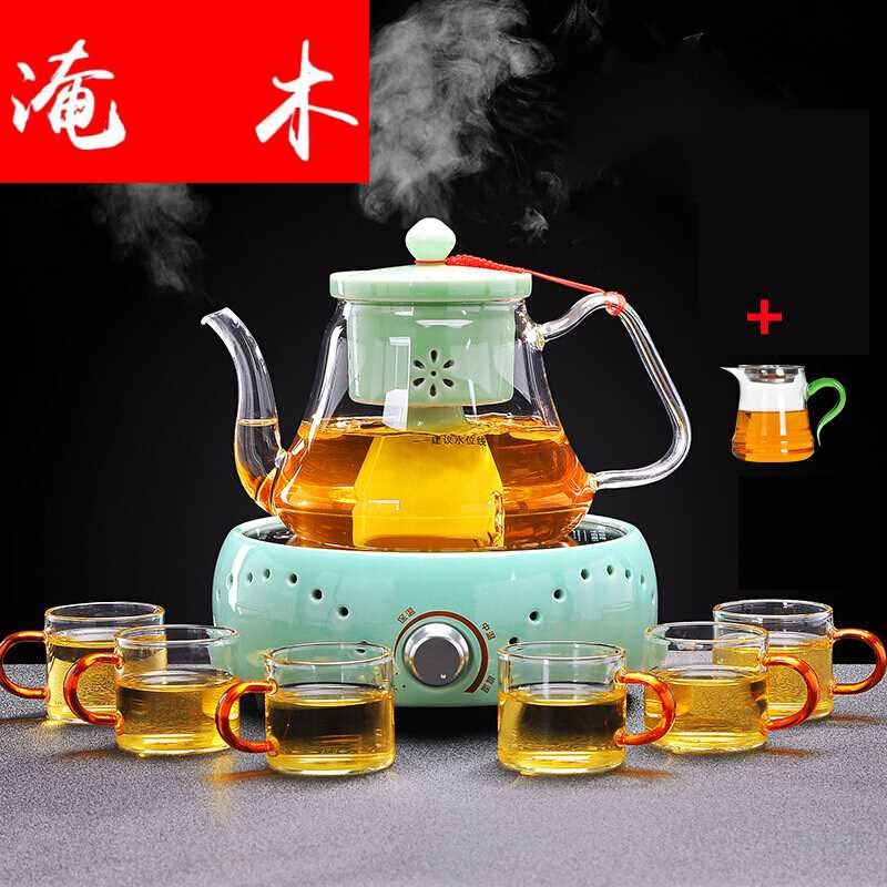 Submerged wood of a complete set of suit the electric TaoLu glass tea steamer to cook tea, the domestic tea stove ceramic inner pot steam