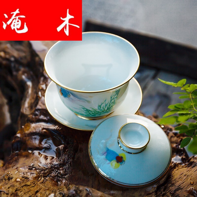 Submerged wood made tea tureen bowl jingdezhen hand - made pastel large only three bowl of ceramic cup