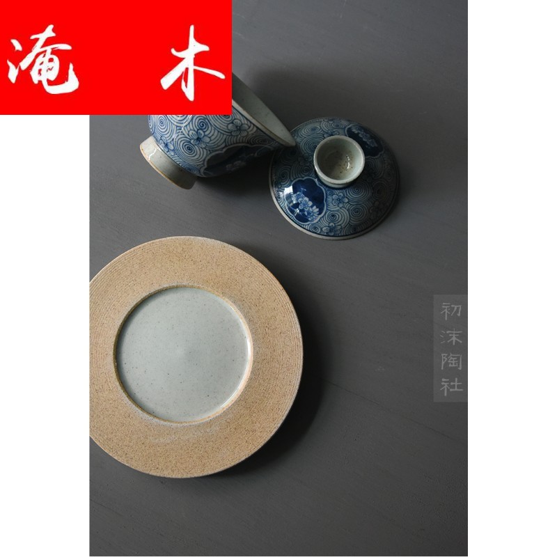 Submerged wood jingdezhen blue and white tureen manual clay glaze under three bowl of kung fu tea bowl