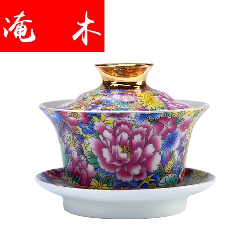 Flooded wooden household silver tea set silver jingdezhen ji grilled blue flowers coppering. As three teapots only manual pastel paint cover