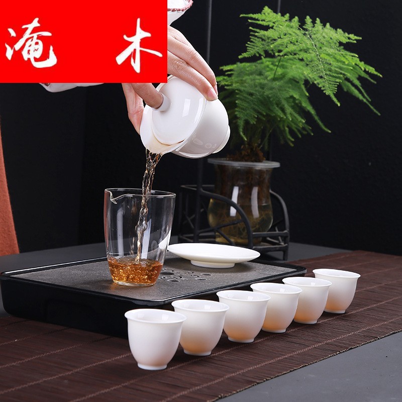 Submerged wood. China tureen white jade porcelain tea set of ceramic tea set gift set logo