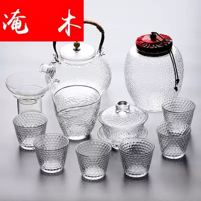 Flooded Wood Japanese-style heat-resistant hammer glass kung fu tea set household Tea Teapot lifting beam tea cup tea breinner