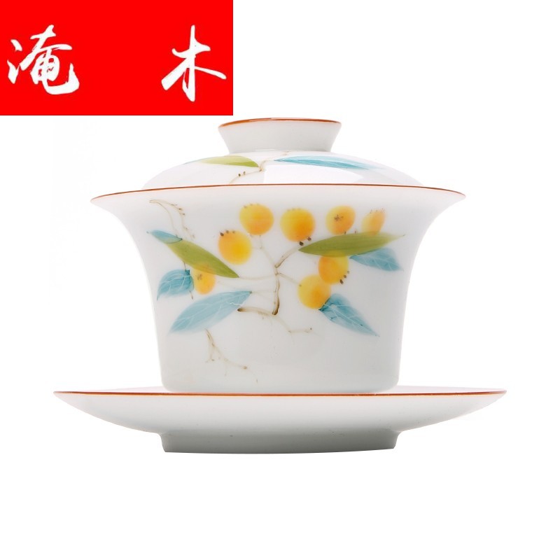 Flooded wood jingdezhen three mercifully machine tureen tea cups ceramic kung fu home very hot under the big three to glaze enamel