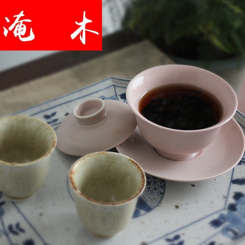 Submerged wood XinYing new jingdezhen high temperature ceramic powder by hand glaze kung fu tea set large tureen three bowls