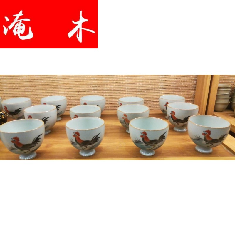 Submerged wood all hand hand draw pastel chicken master cylinder cups of jingdezhen ceramic tea set gift packaging special package