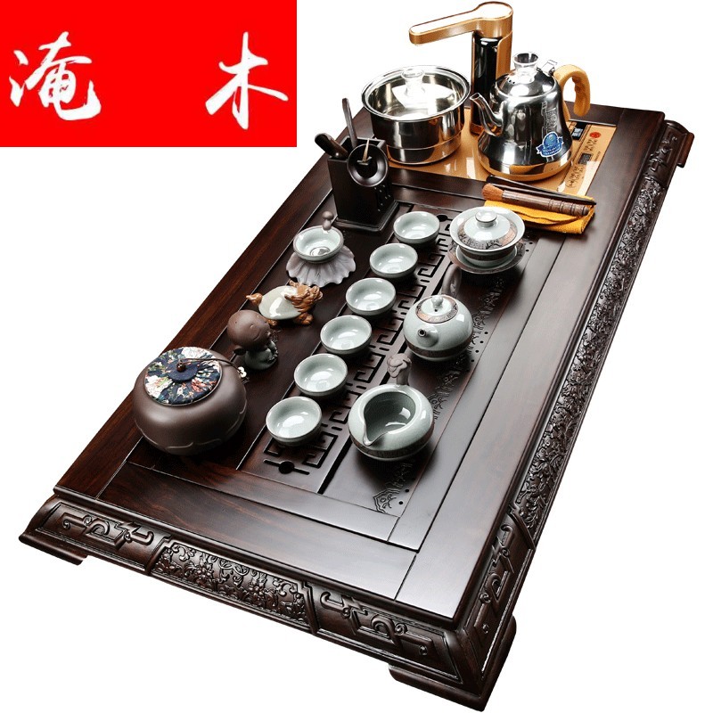 Flood home a whole set of ebony wood tea tray was violet arenaceous elder brother up kung fu tea set automatic induction cooker four unity