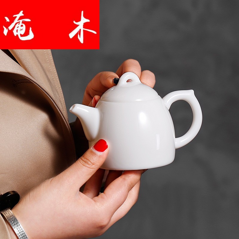 Submerged wood dragon egg white ceramic teapot Qin Quan kunfu tea dehua white porcelain teapot single pot of Chinese contracted office