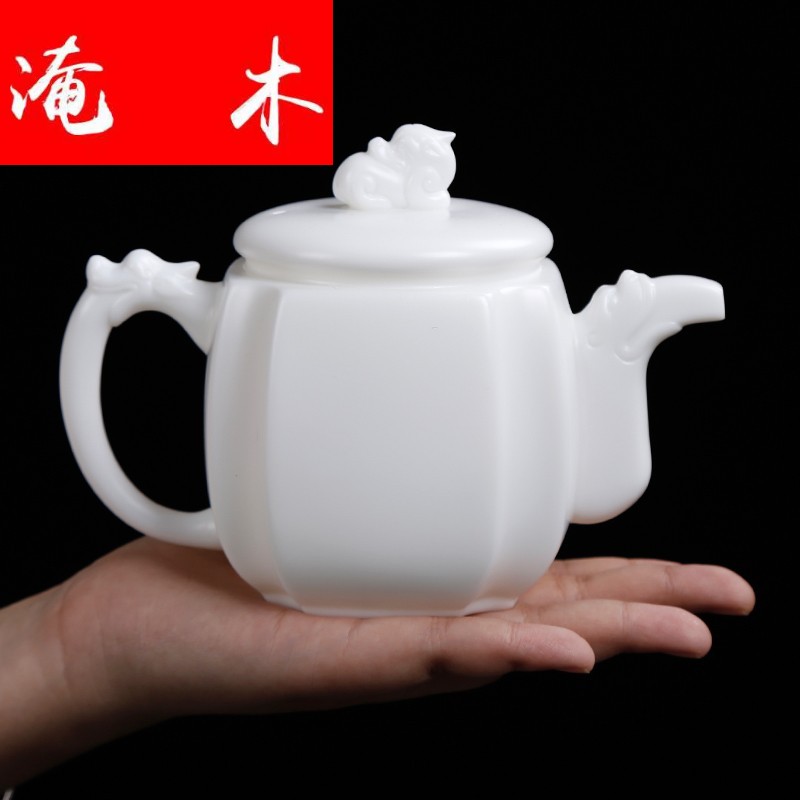 Submerged wood inferior smooth high - white guo - jin zhang auspicious tianbao pot of tea CiHu household single dehua ceramic teapot