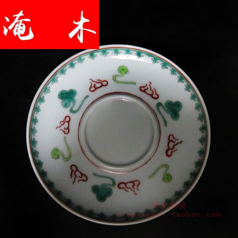 Submerged wood powder enamel manual hand green ssangyong 's three big tureen jingdezhen ceramics to tureen bowl tea cups