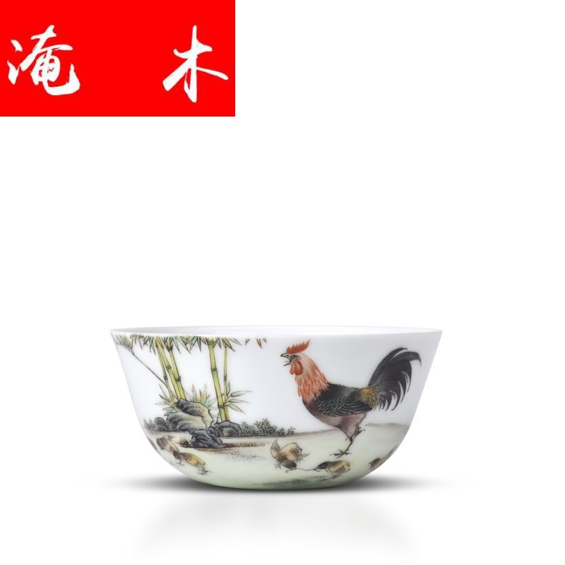 Flooded pure hand - made wooden jingdezhen ceramics powder enamel cup chicken cylinder sample tea cup kung fu tea tea masters cup