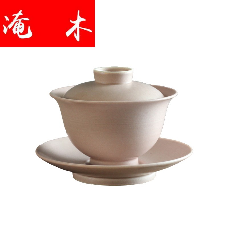 Submerged wood XinYing new jingdezhen high temperature ceramic powder by hand glaze kung fu tea set large tureen three bowls