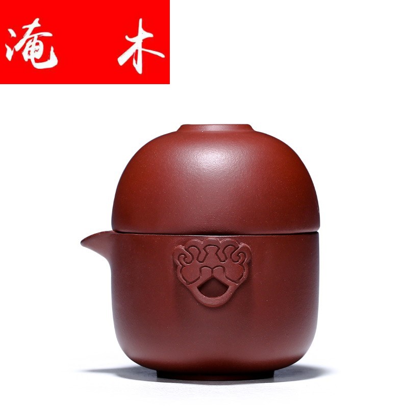 Flooded single kung fu wood, a pot of a cup of yixing creative portable office travel tea set clear spring violet arenaceous crack cup