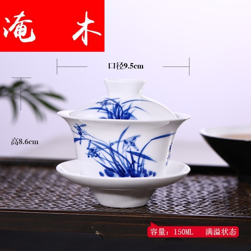 Submerged wood friends the bai shi pavilion tureen white porcelain cups three small hand blue and white porcelain of jingdezhen ceramic kung fu tea