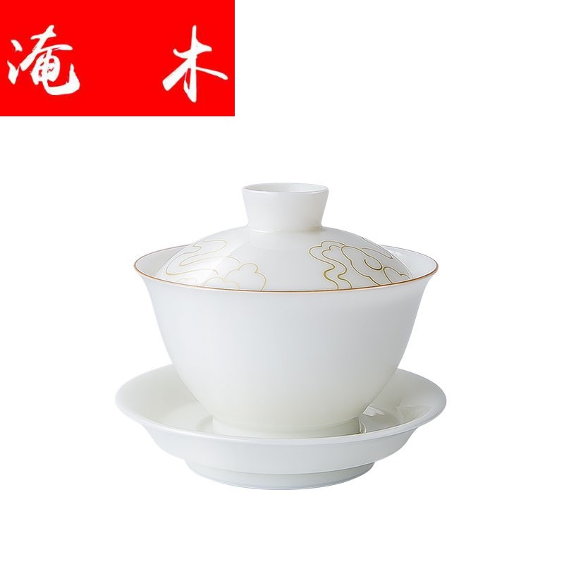 Submerged wood sweet pure manual craft tureen hand - made xiangyun kung fu tea bowl jingdezhen thin foetus three cups