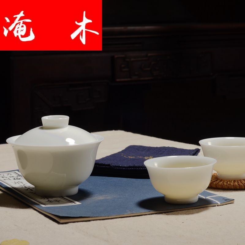 Submerged wood jingdezhen ceramic no riding high jade white mud mud tureen white porcelain high temperature porcelain kung fu tea tea bowl