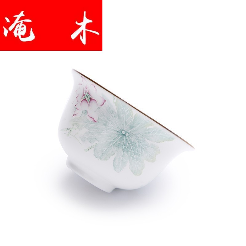 Submerged wood jingdezhen hand - made pastel fat Bai Ding up white only three tureen kung fu tea set high - grade ceramics