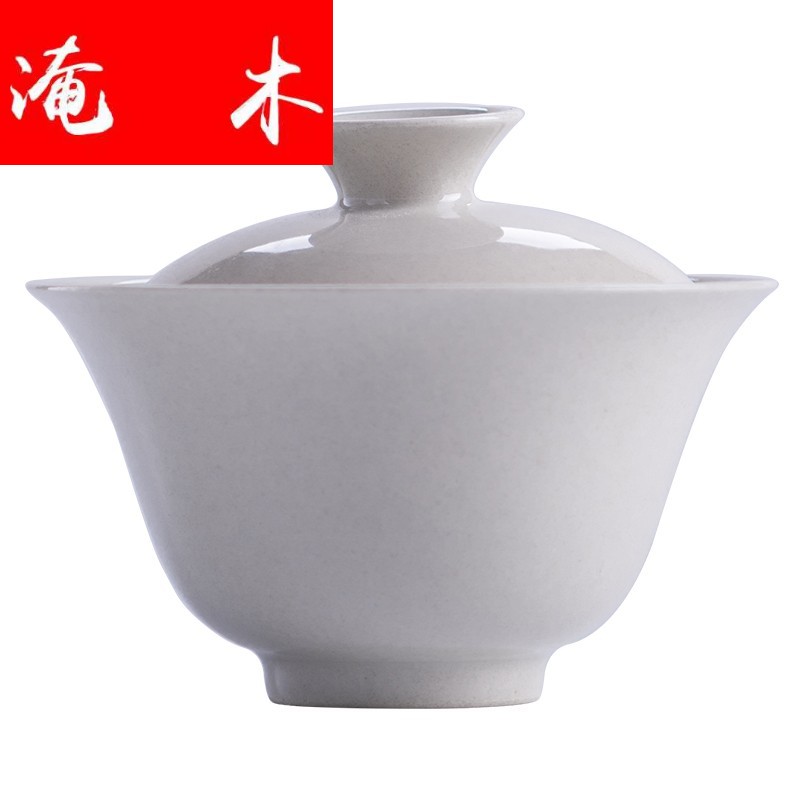 Flooded the jingdezhen wood plant ash tureen all hand throwing archaize no simple imitation song dynasty style typeface simple but elegant tea bowl of tea set