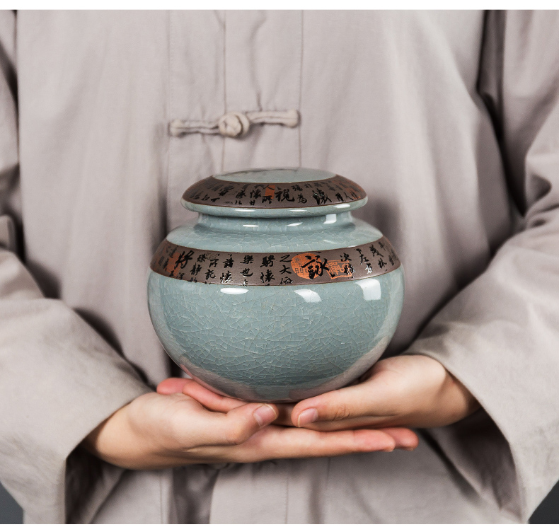 NiuRen ceramic large your up crack glaze puer tea caddy fixings elder brother up with cassette cover sealed save tea POTS