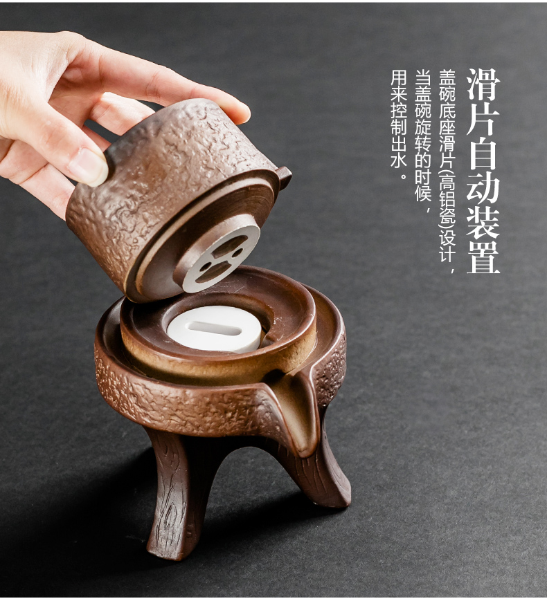 NiuRen semi automatic tea set suit creative household contracted lazy teapot kung fu stone mill ceramic cups