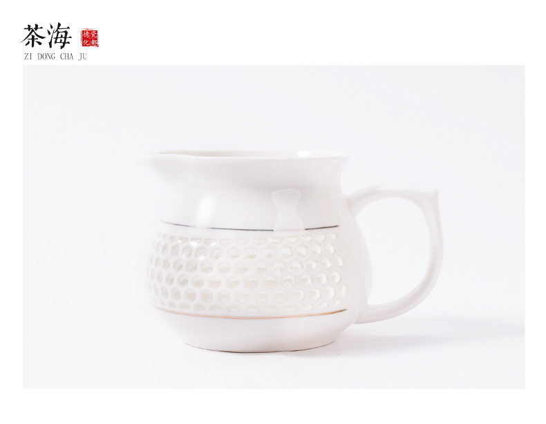NiuRen exquisite hollow out half automatic ceramic kung fu tea set lazy household tureen tea to implement the hot