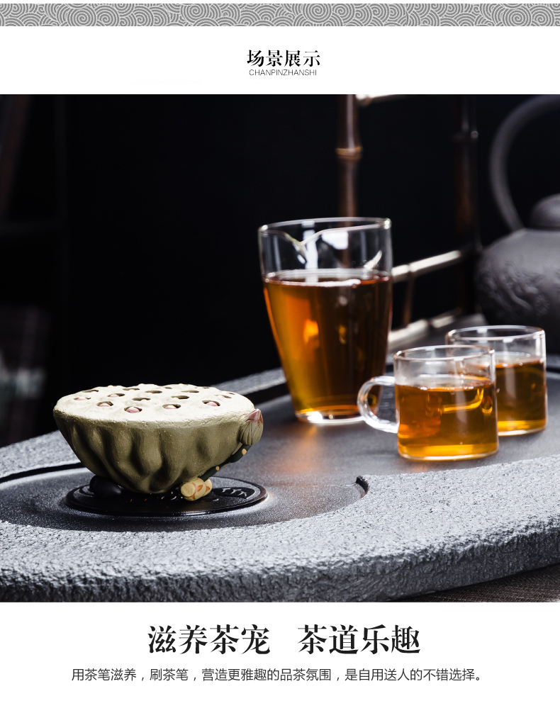 NiuRen violet arenaceous manual hydraulic lotus tea pets play kung fu tea accessories creative ceramics zero matchs tea tray was furnishing articles