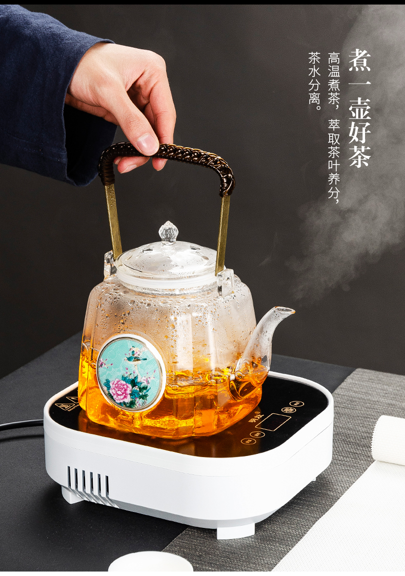 NiuRen glass cooking pot home Japanese transparent girder steam pot of electric teapot TaoLu office to boil tea