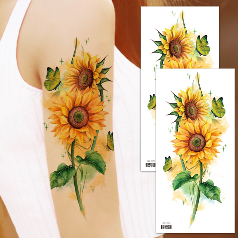 Colorful Sunflower Tattoo Stickers Waterproof and Long-Lasting for Men and Women, Sexy Arm and Thigh Flower Large Scar-Covering Tattoo Stickers