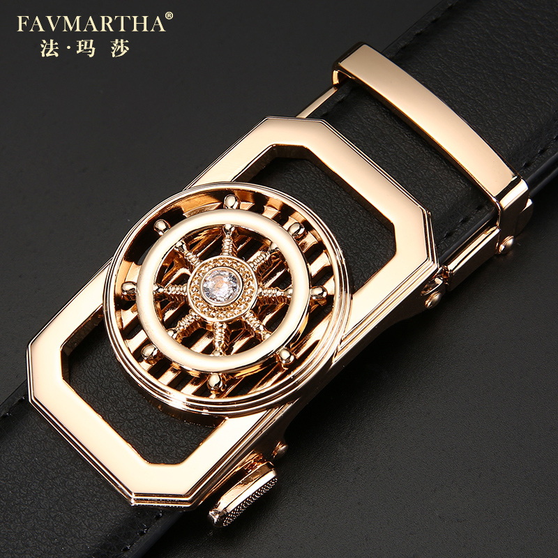 When running the belt male automatic button luxury pure kraft leather pants with tide business leisure belt