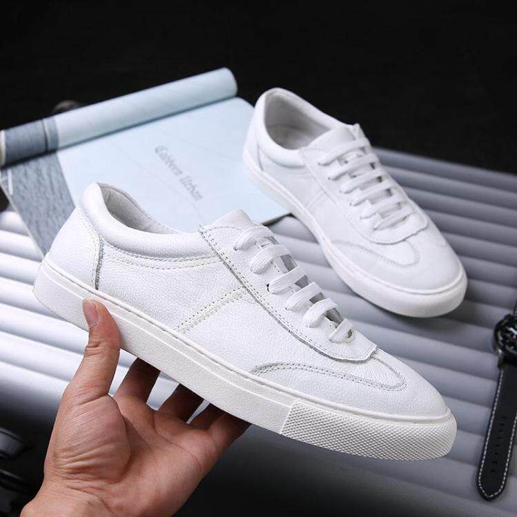 Fall High End 100 Hitch Small White Shoes Head Layer Genuine Leather Inglén Casual Tide Shoes Men Youth Black Flat Bottom Plate Shoes Han Version-Taobao