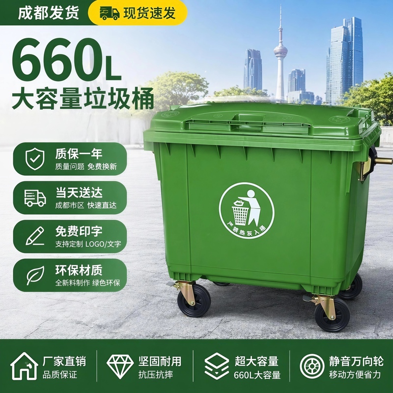 Large Sanitation Trash Can 660 Liters Outdoor Large Capacity Thickened Trailer Bin Property Management Area Municipal Environmental Protection Bin Large Sanitation Trash Can 660 Liters Outdoor Large Capacity Thickened Trailer Bin Property Management Area Municipal Environmental Protection Bin