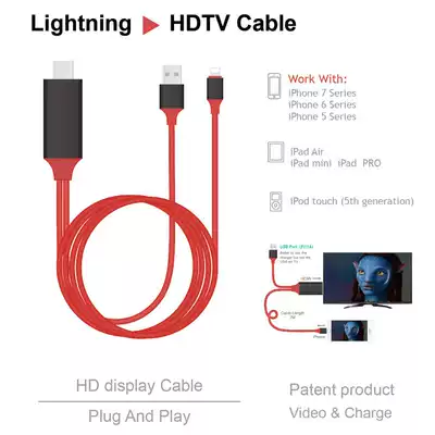 iPhone5 7 6 Plus X iPad to HDMI Mobile phone to TV HD adapter cable converter Car
