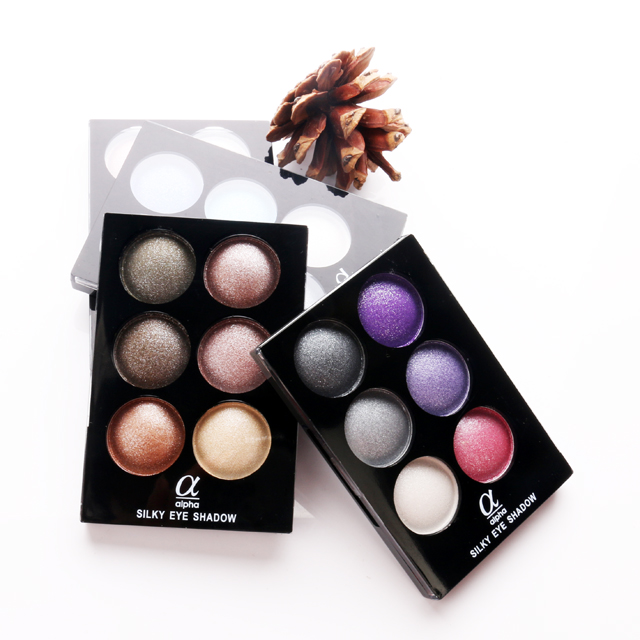 Alpha 6 màu lụa satin sáng bóng quyến rũ phấn mắt màu nâu khói xám đen tím mắt to màu đất cổ tích bảng mắt tarte