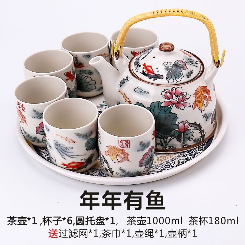Jingdezhen large teapot tea set kung fu tea sets tea tray household cup of a complete set of blue and white porcelain is on sale