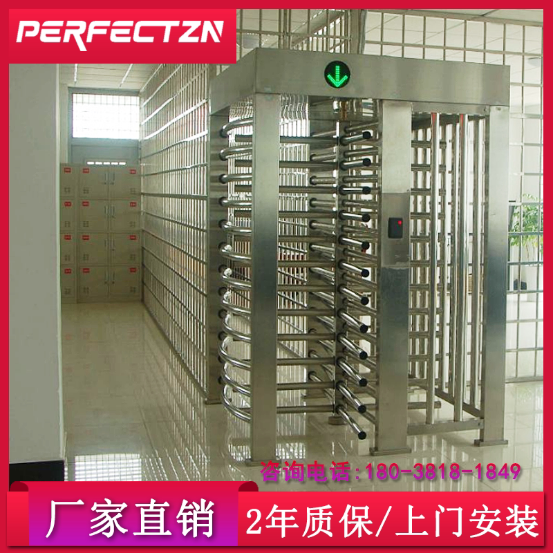 Closed access control facial recognition anti-tail with full high cross rotating roller gate linked