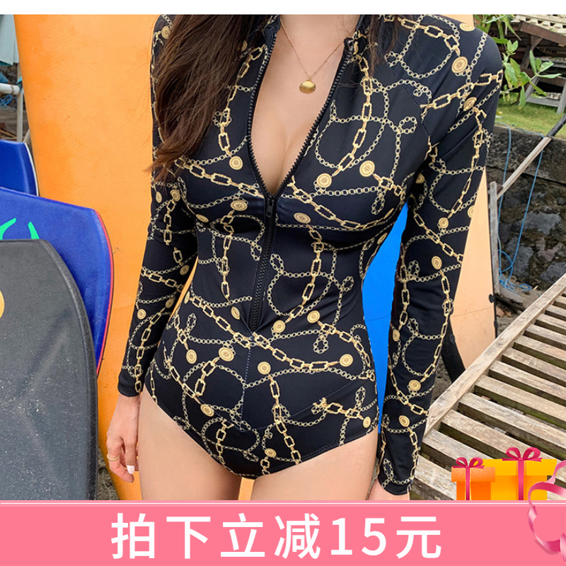 DK even body 2021 new swimsuit woman long sleeve swimsuit diving suit with slim large breasted MM conservative speed dry bikini