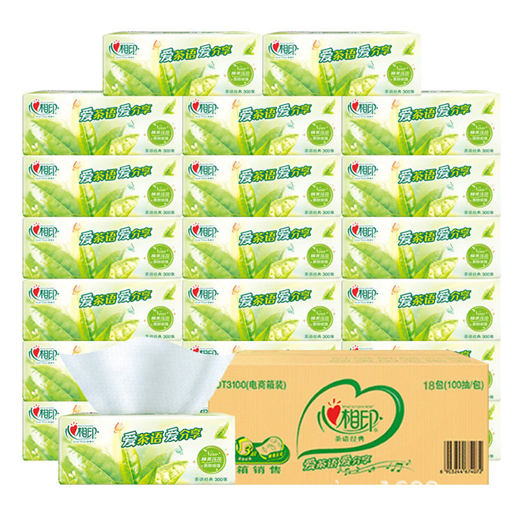 Heart phase print native embossing M code 100 pumping 3 layers 18 bags whole box soft face towels paper Home Napkin Toilet Paper recommendation